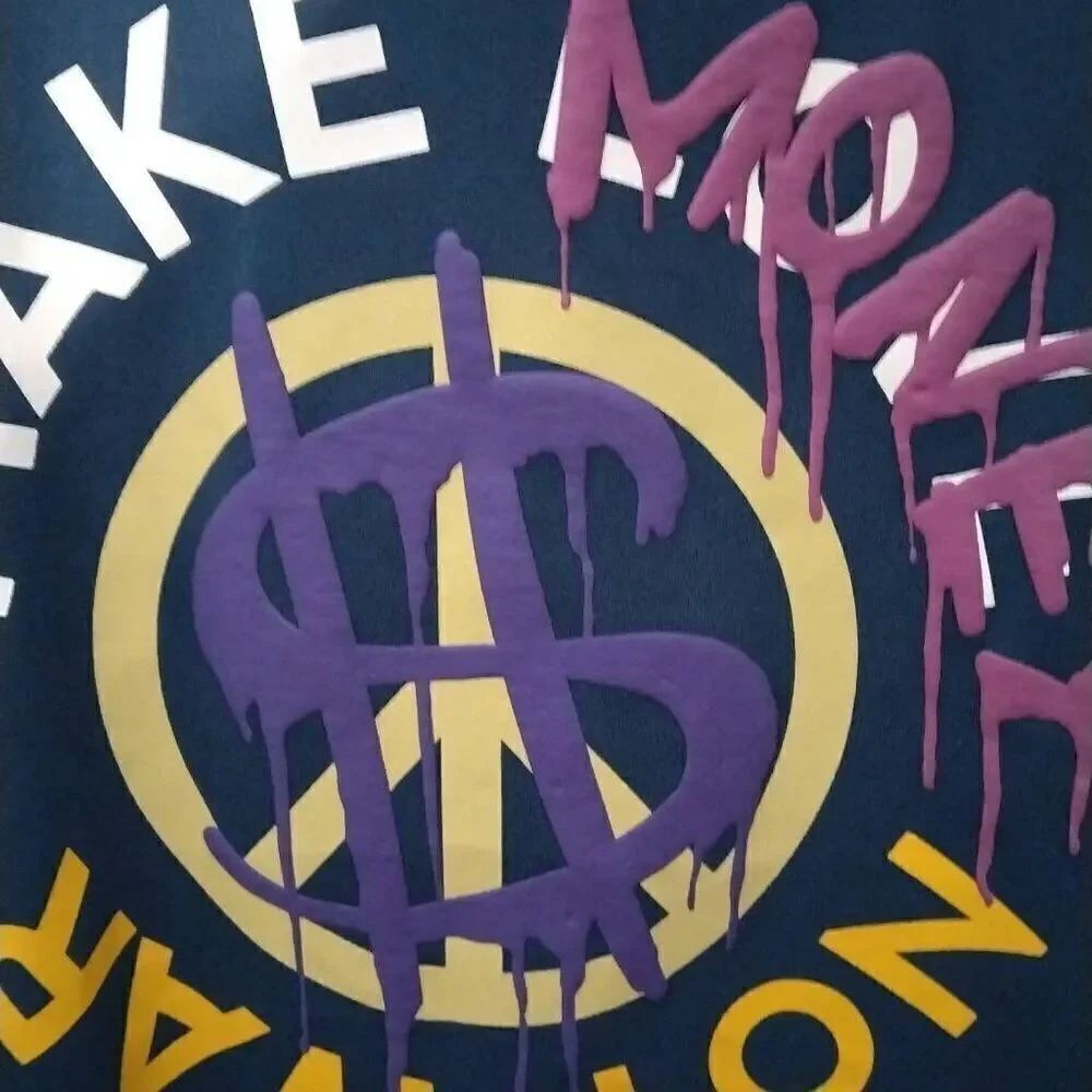 Make Money Not War Tshirt by Genuine Garments, XXL, Blue NWOT - Picture 6 of 7